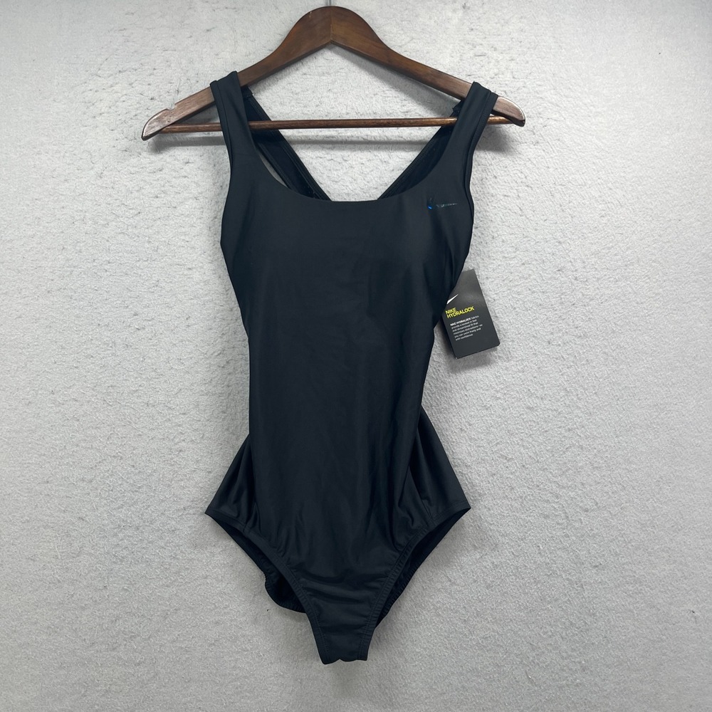 Nike Swimsuit Women Small Black Hydralock One Piece Athletic Athleisure Active